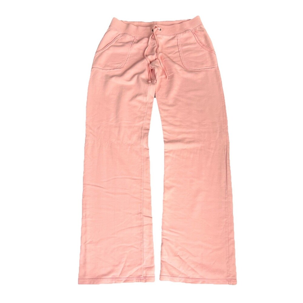 Juicy Couture French Terry Pants Womens Large Pink Wide Leg Y2K USA Made